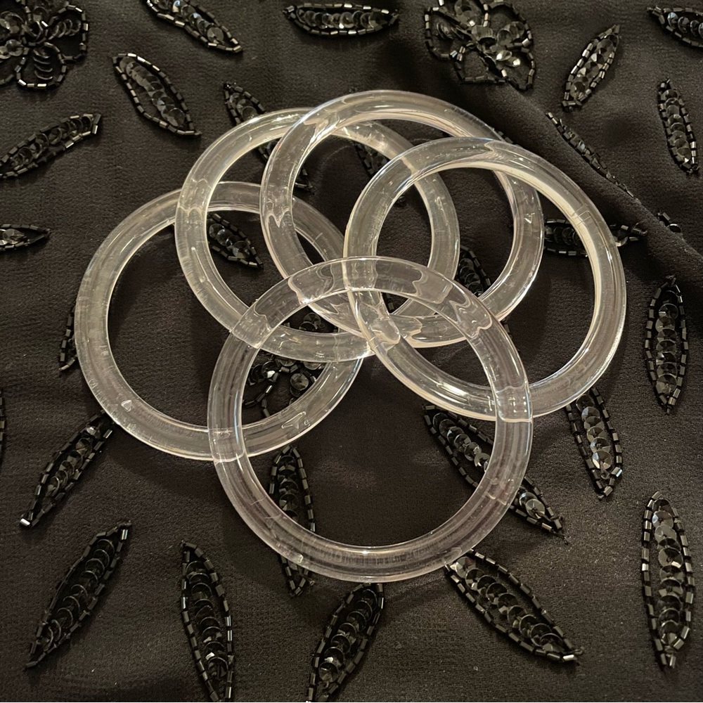 Clear plastic bangle bracelets set of 5